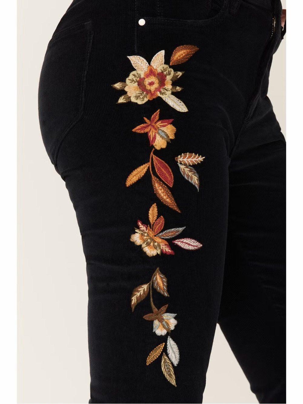 DRIFTWOOD Farrah Black Floral Embroidered Flare Pants - Picture 3 of 3